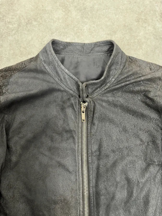Rick Owens Grey Avant-Garde Leather Jacket ujNGZVx 4