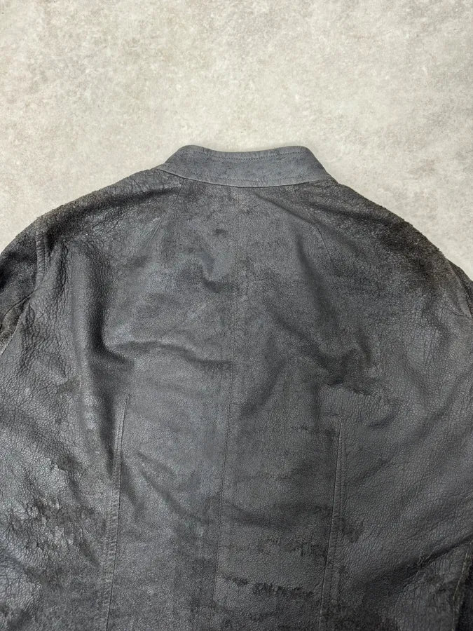 Rick Owens Grey Avant-Garde Leather Jacket ujNGZVx 9