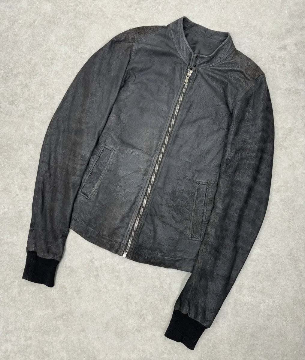 Rick Owens Grey Avant-Garde Leather Jacket ujNGZVx 1