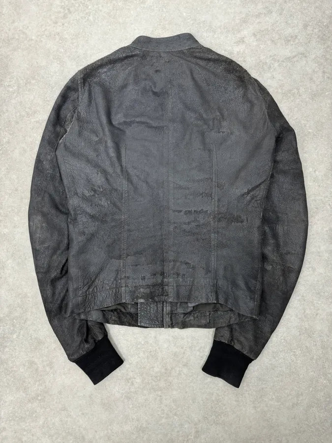 Rick Owens Grey Avant-Garde Leather Jacket ujNGZVx 6