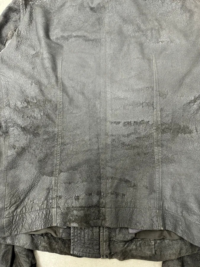 Rick Owens Grey Avant-Garde Leather Jacket ujNGZVx 8