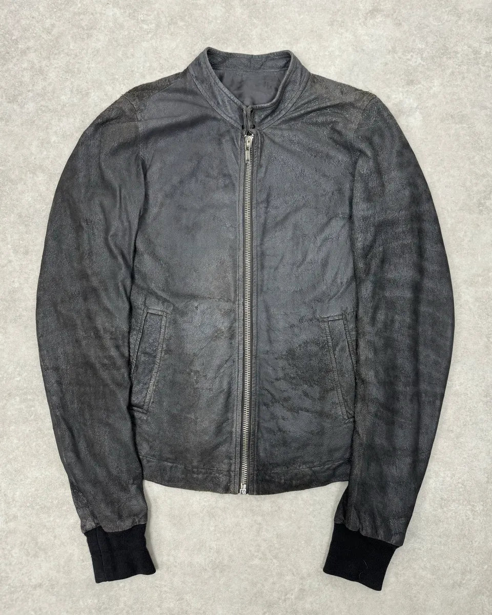 Rick Owens Grey Avant-Garde Leather Jacket ujNGZVx 0