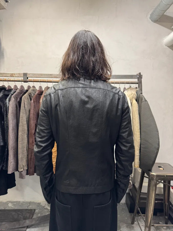 rick owens mollino jacket モリノ Rick Owens Mollino Asymmetrical Black Leather Jacket – Dolce