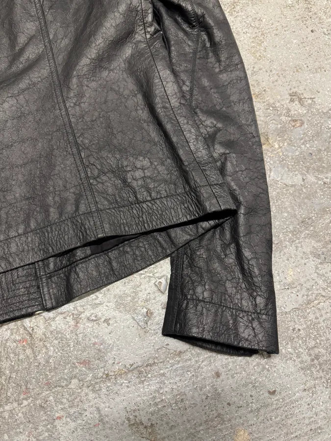 Rick Owens Mollino Asymmetrical Black Leather Jacket (M) MyRTpIX 5