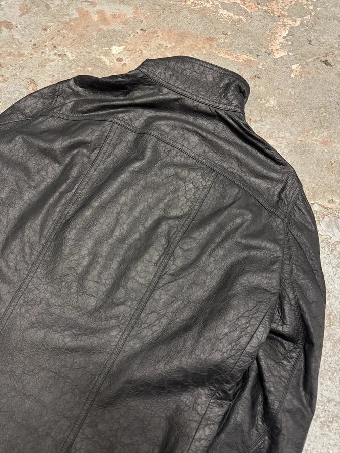 Rick Owens Mollino Asymmetrical Black Leather Jacket (M) MyRTpIX 7