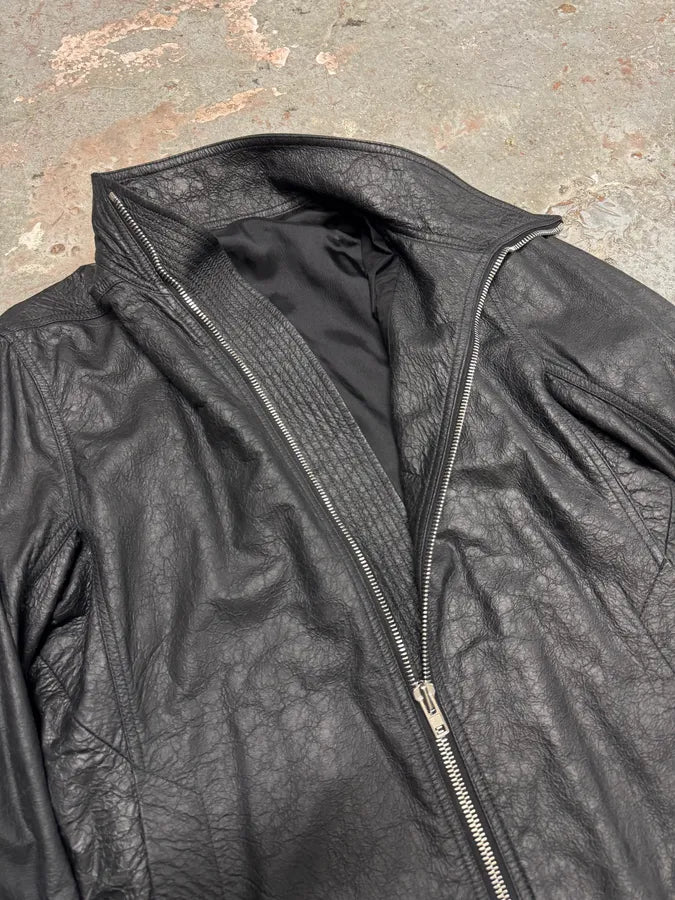 Rick Owens Mollino Asymmetrical Black Leather Jacket (M) MyRTpIX 8