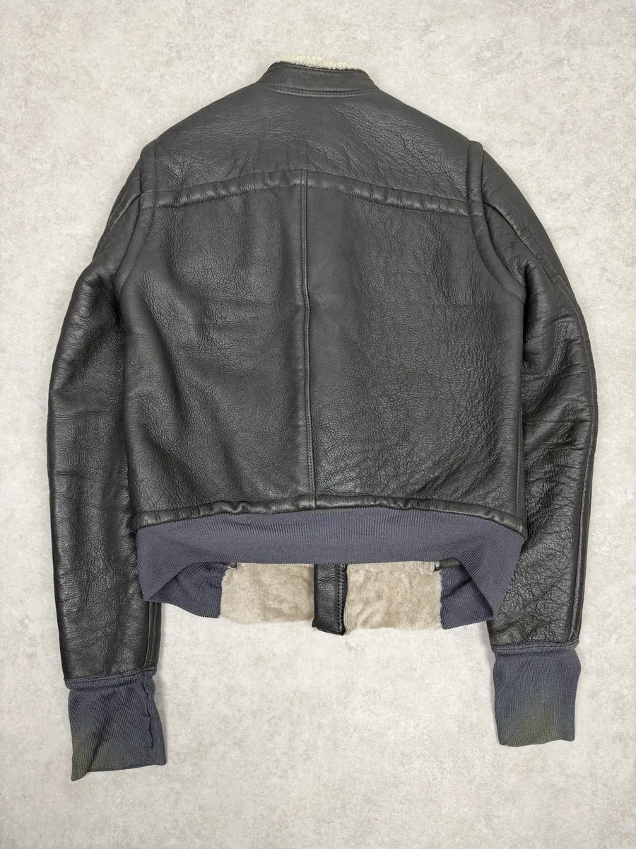 Rick Owens Premium Black Shearling Leather Jacket MCaJNtS 1