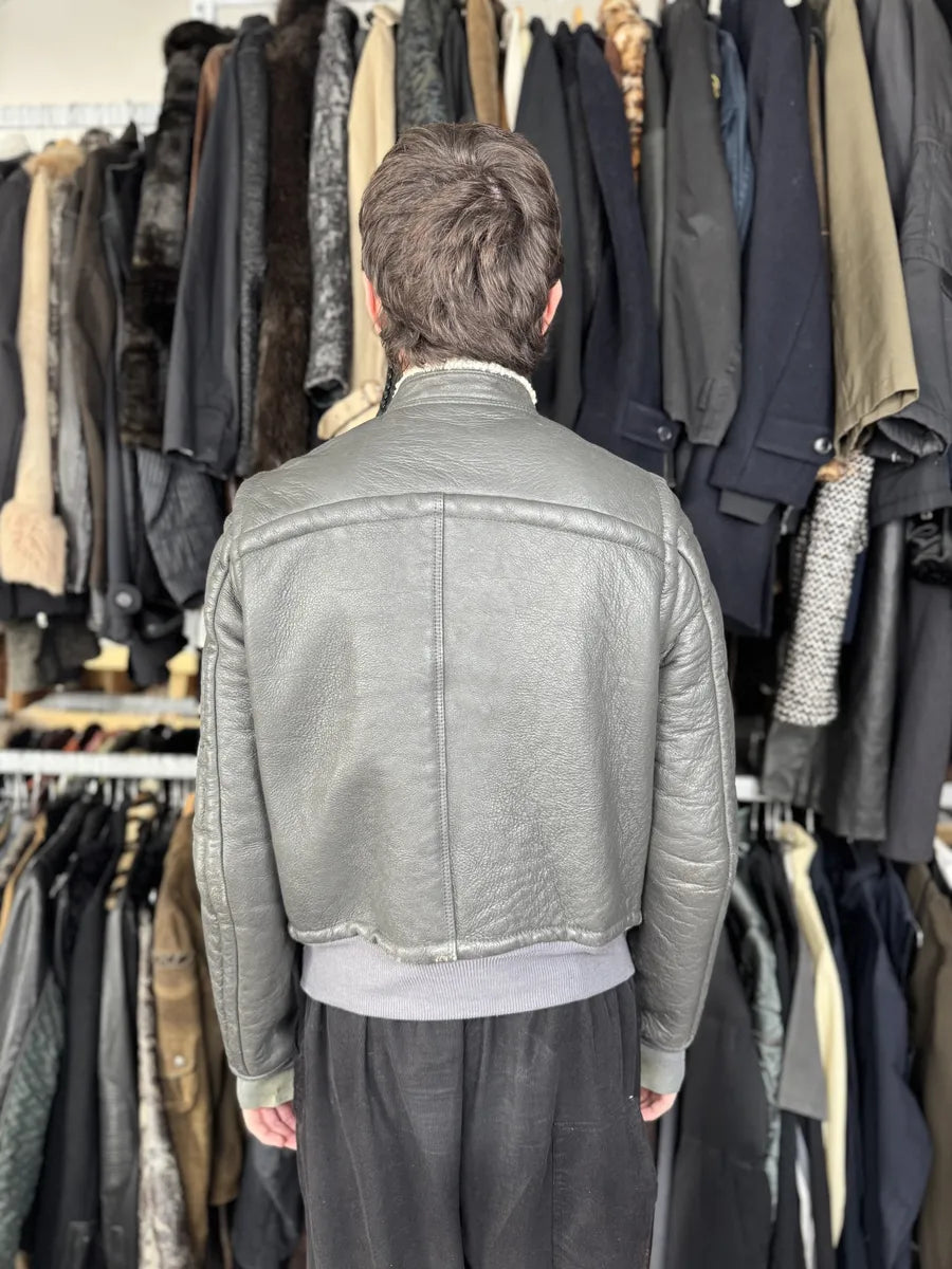 Rick Owens Premium Black Shearling Leather Jacket MCaJNtS 3