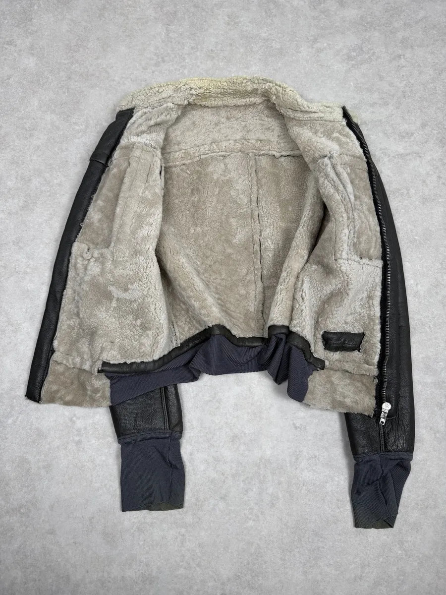 Rick Owens Premium Black Shearling Leather Jacket MCaJNtS 4