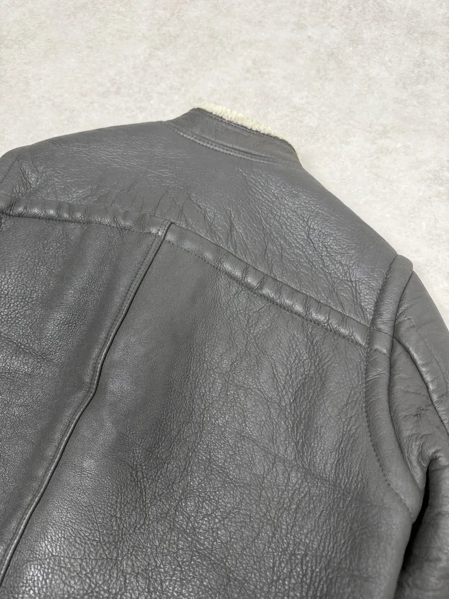 Rick Owens Premium Black Shearling Leather Jacket MCaJNtS 8