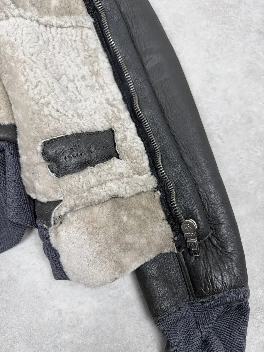 Rick Owens Premium Black Shearling Leather Jacket MCaJNtS 9