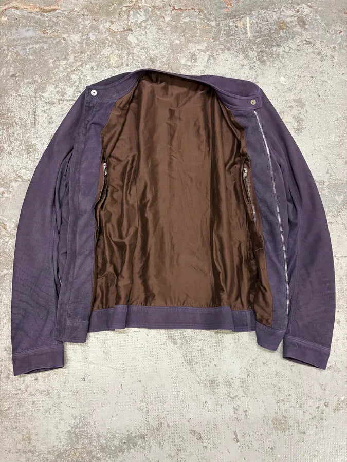Rick Owens Purple Suede Leather Jacket GVQIjNB 5