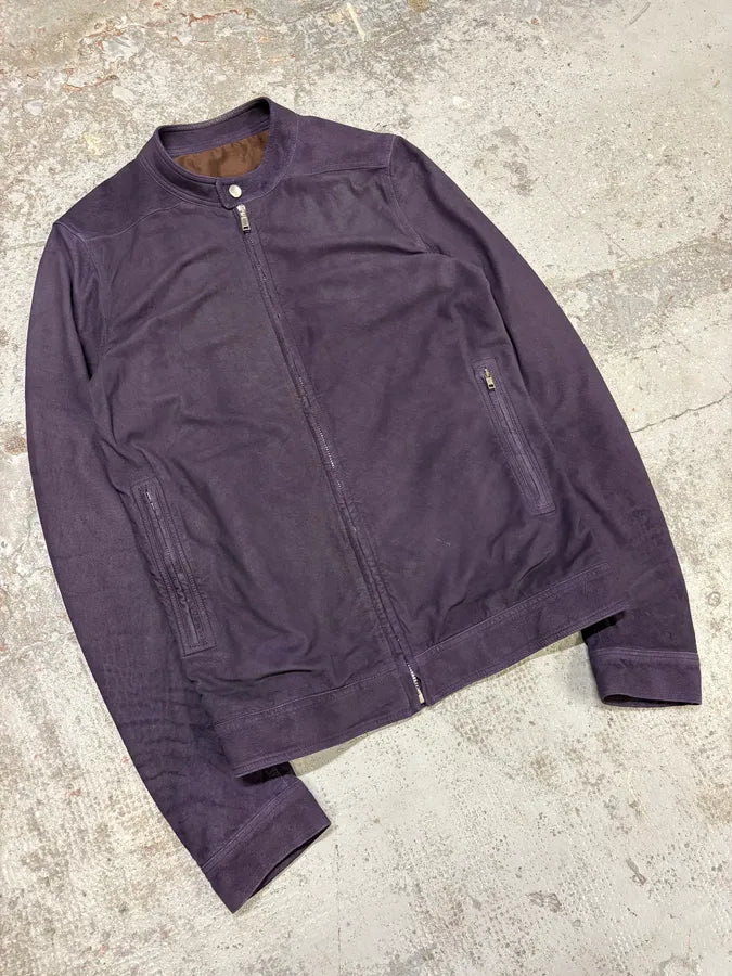 Rick Owens Purple Suede Leather Jacket GVQIjNB 3
