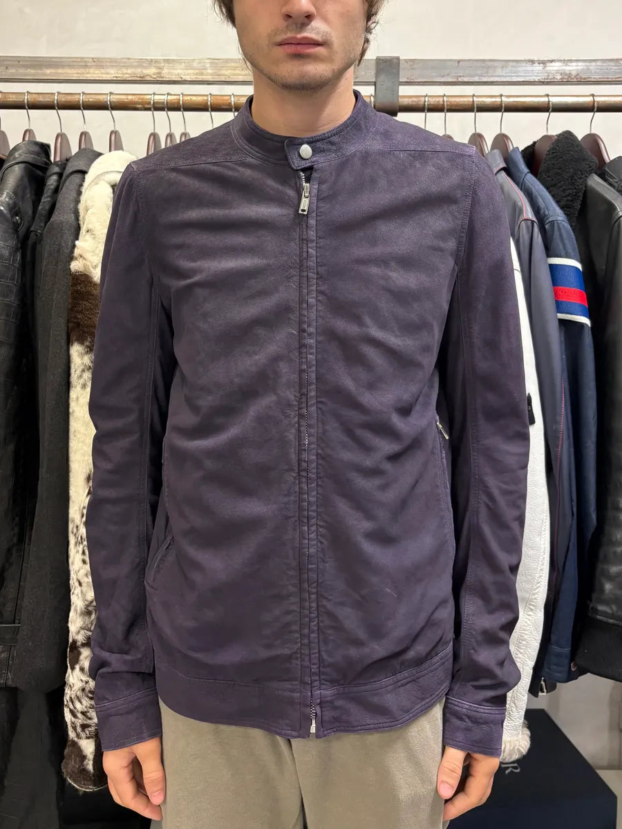 Rick Owens Purple Suede Leather Jacket GVQIjNB 1