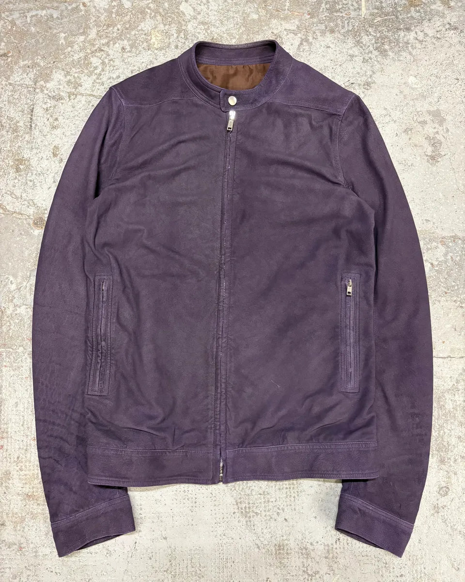 Rick Owens Purple Suede Leather Jacket GVQIjNB 0