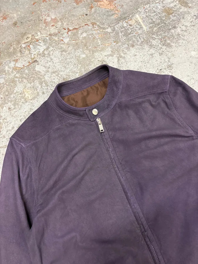 Rick Owens Purple Suede Leather Jacket GVQIjNB 4
