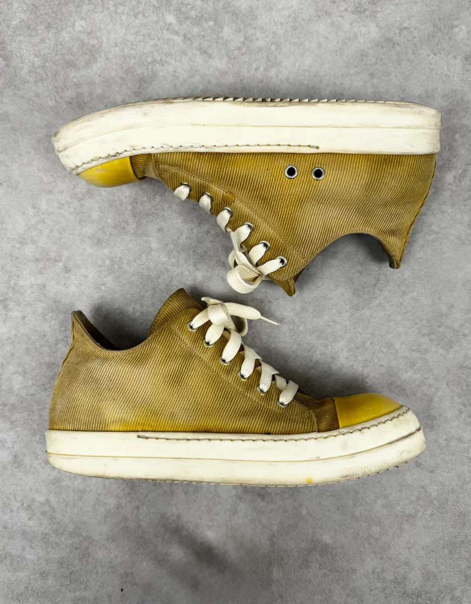 Rick Owens Ramones Yellow Low Corduroy Sneakers VRnChUQ 1