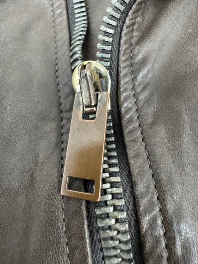 Rick Owens Scuba Asymmetrical Brown Leather Hooded Jacket KqNypaV 10