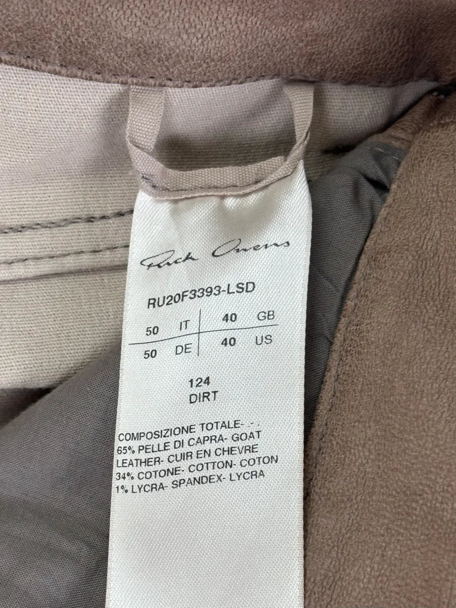 Rick Owens Slim Dirt Brown Goat Leather Pants  JGEroDj 10