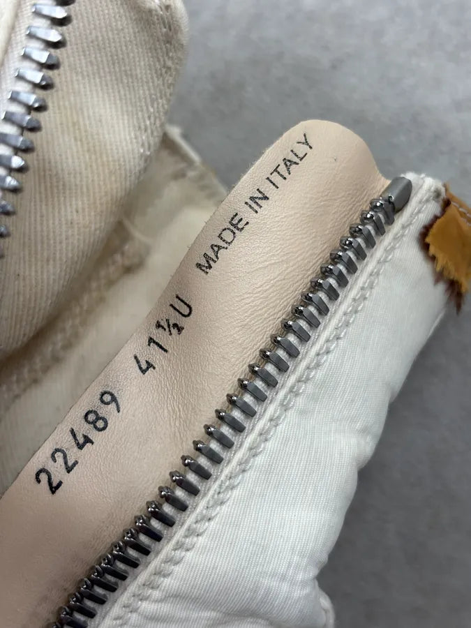 Rick Owens White Leather High Distressed Sneakers IDVyiiL 9