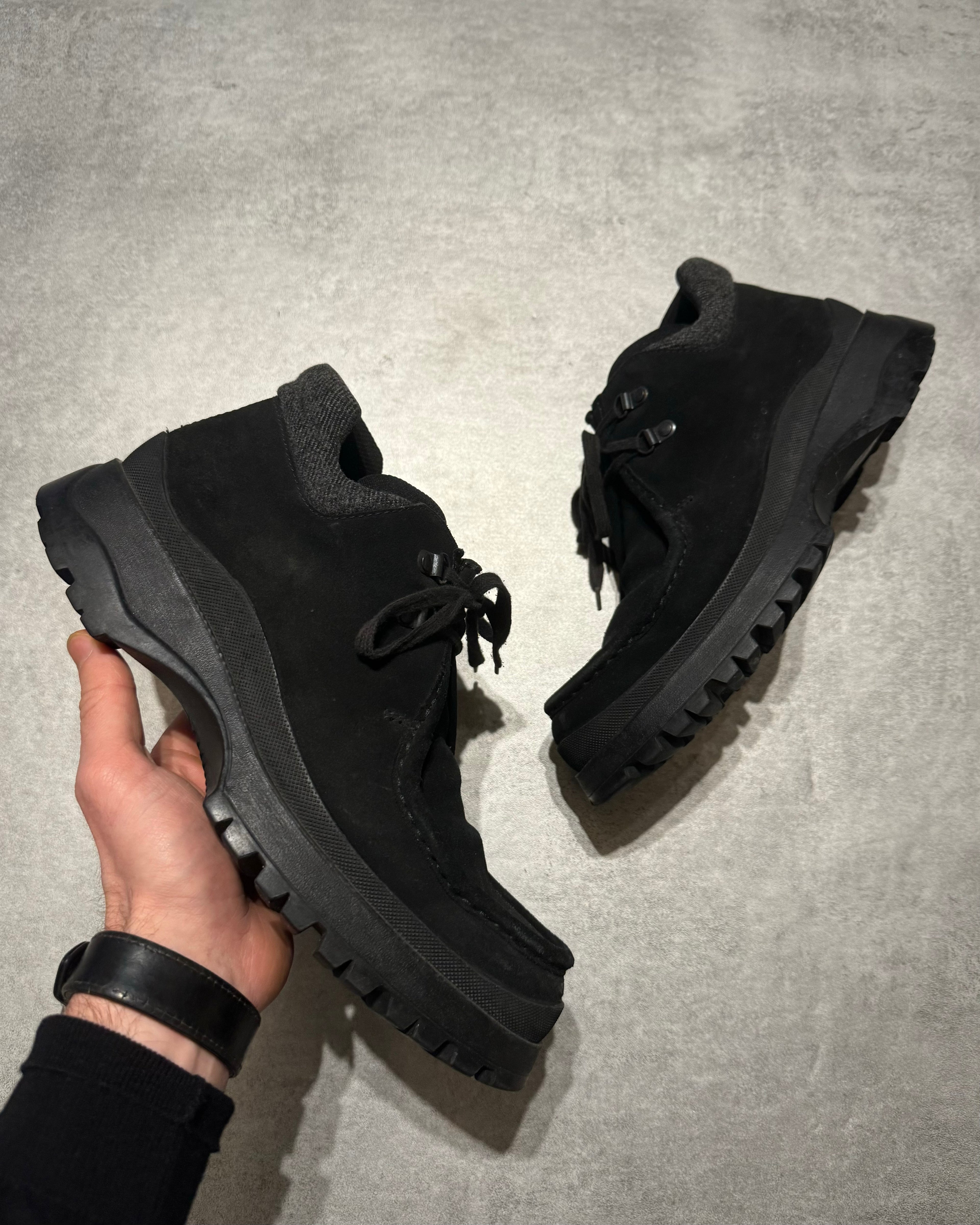 Prada Vibram Black Combat Strap Leather Low Boots  (42) - 1