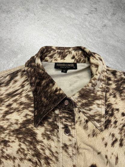 FW1999 Roberto Cavalli Fury Brown Cowprint Movement Shirt (XS/S) - 6