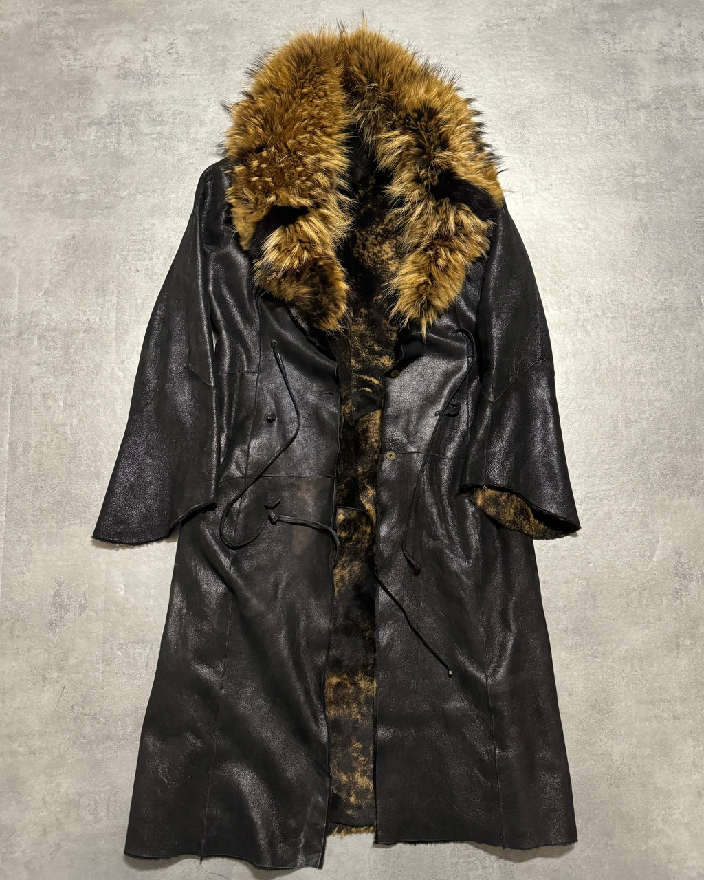 FW1998 Roberto Cavalli Premium Leather Trench Reversible Fur Royal