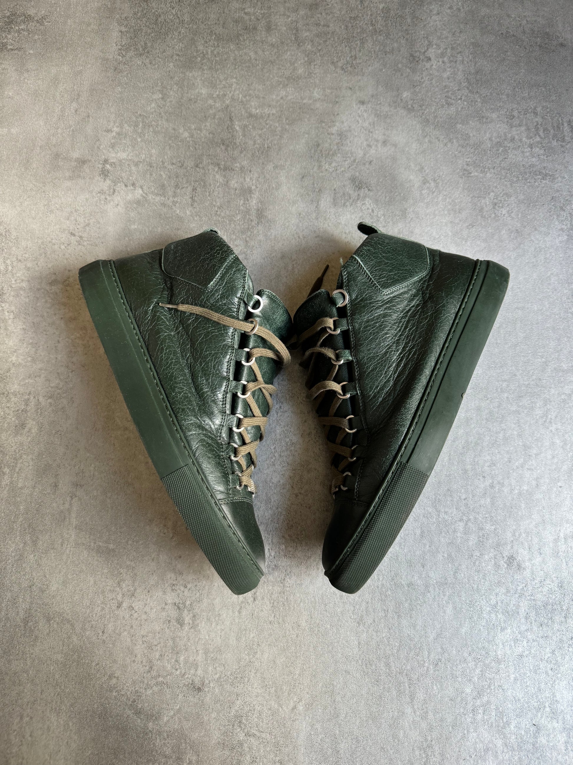 Balenciaga Arena High Green Leather Shoes 45eu us11