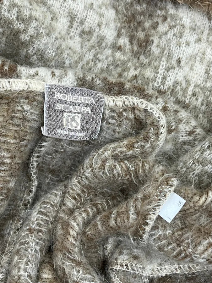 Roberta Scarpa Beige Wool Leopard Mohair Faux Fur Coat NjXLpno 9