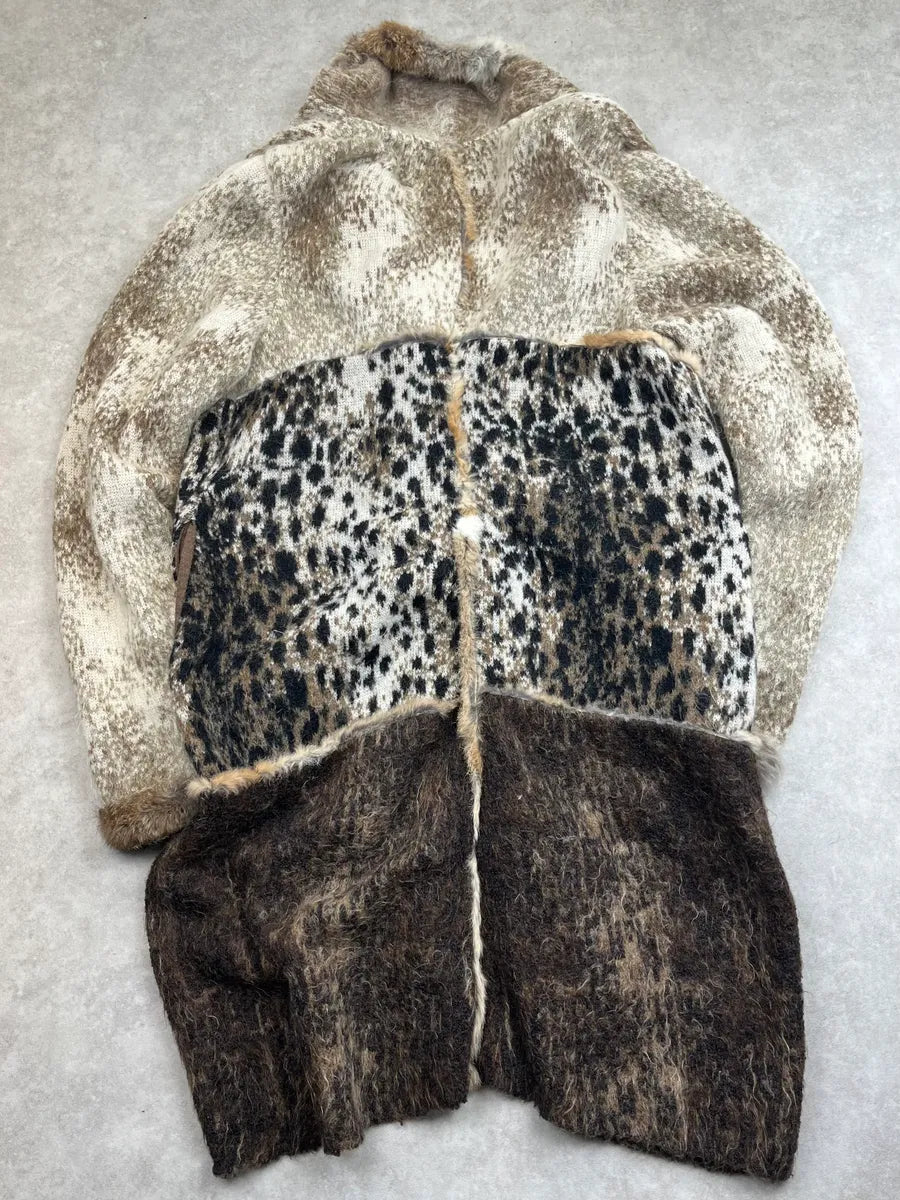 Roberta Scarpa Beige Wool Leopard Mohair Faux Fur Coat NjXLpno 5