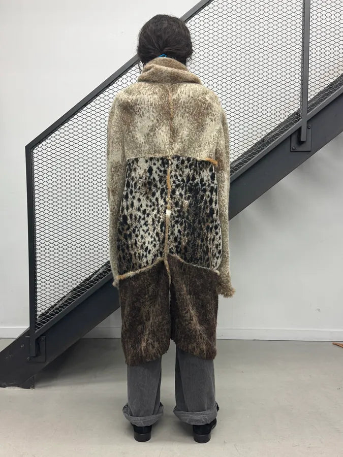 Roberta Scarpa Beige Wool Leopard Mohair Faux Fur Coat NjXLpno 2