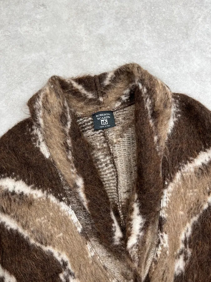 Roberta Scarpa Brown Wool Chevron Cardigan ZBaaTUW 6