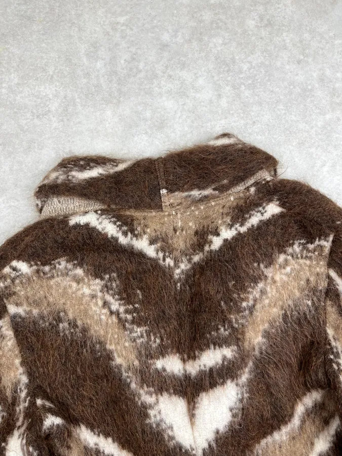 Roberta Scarpa Brown Wool Chevron Cardigan ZBaaTUW 7