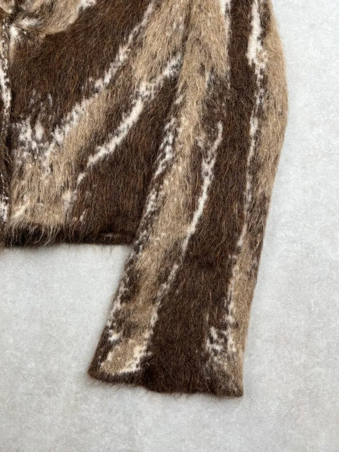 Roberta Scarpa Brown Wool Chevron Cardigan ZBaaTUW 5