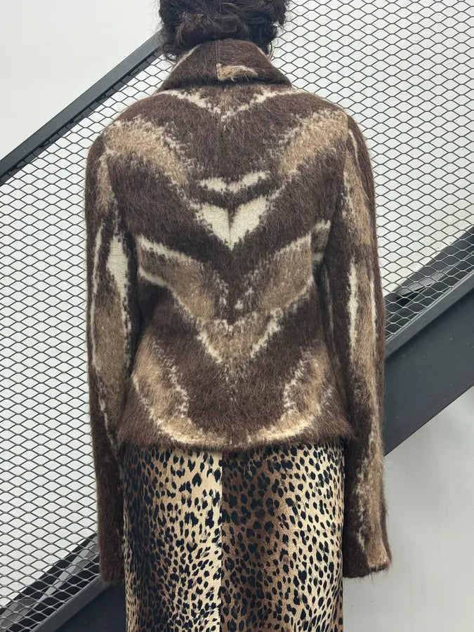 Roberta Scarpa Brown Wool Chevron Cardigan ZBaaTUW 1