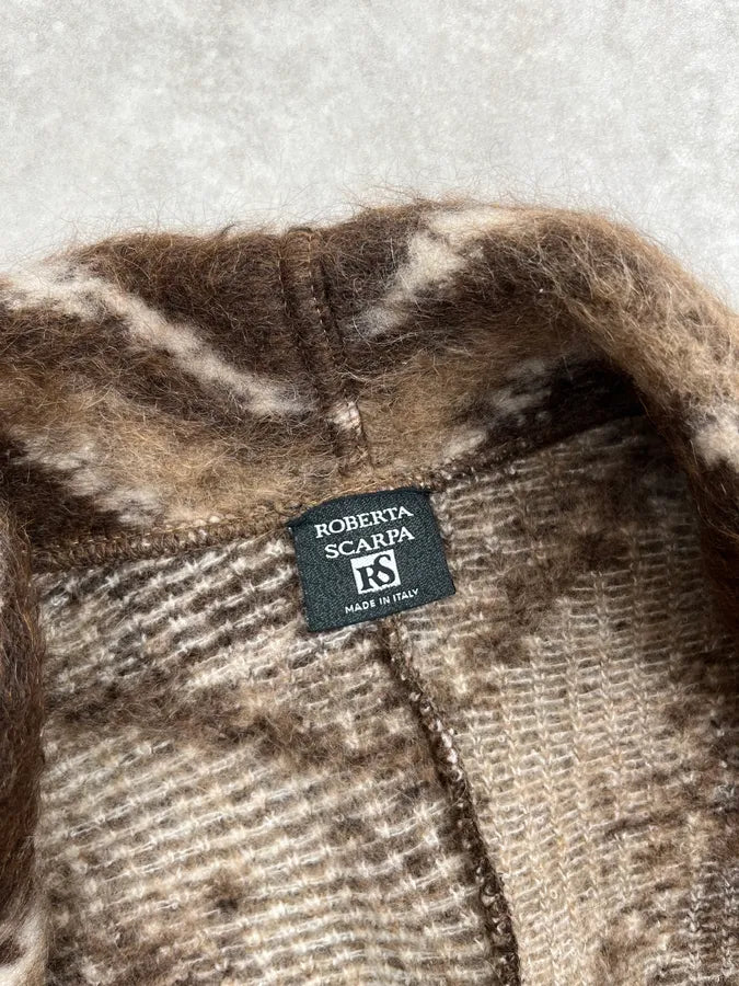 Roberta Scarpa Brown Wool Chevron Cardigan ZBaaTUW 8