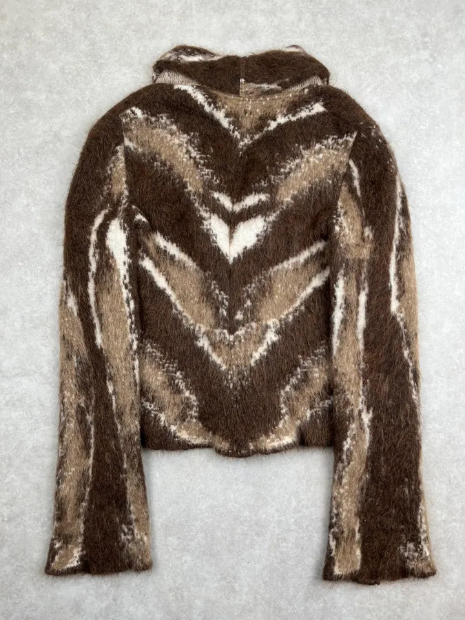 Roberta Scarpa Brown Wool Chevron Cardigan ZBaaTUW 4