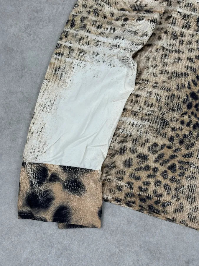 SS2002 Roberto Cavalli Archive Leopard Print Longsleeve Polo BbDzwRf 9