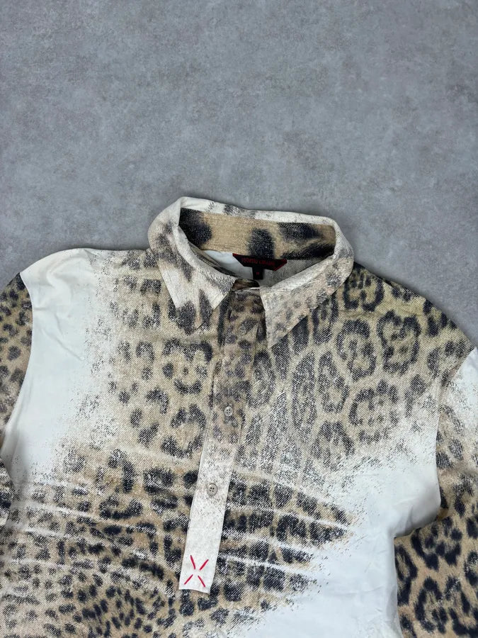 SS2002 Roberto Cavalli Archive Leopard Print Longsleeve Polo BbDzwRf 4