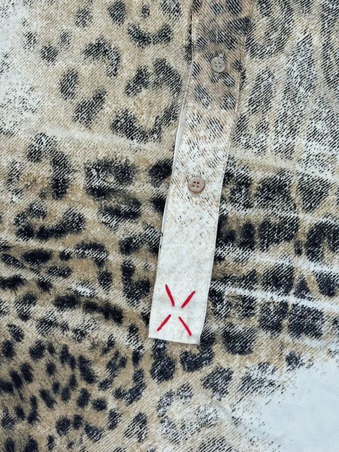 SS2002 Roberto Cavalli Archive Leopard Print Longsleeve Polo BbDzwRf 8