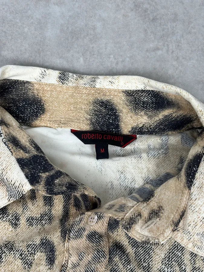 SS2002 Roberto Cavalli Archive Leopard Print Longsleeve Polo BbDzwRf 10