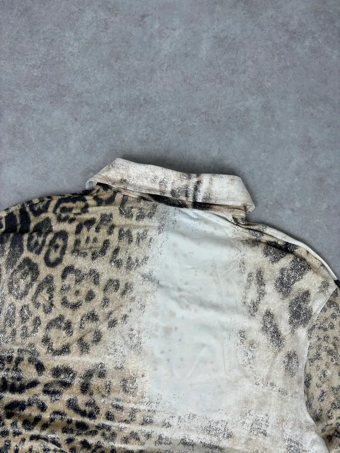 SS2002 Roberto Cavalli Archive Leopard Print Longsleeve Polo BbDzwRf 6