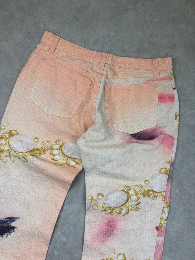 SS2001 Roberto Cavalli Faded Pink Floral Desi Princess Pants IpqOqqV 6