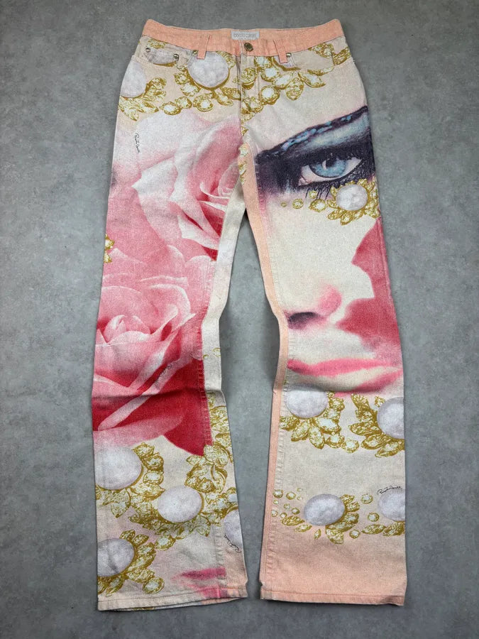 SS2001 Roberto Cavalli Faded Pink Floral Desi Princess Pants IpqOqqV 0