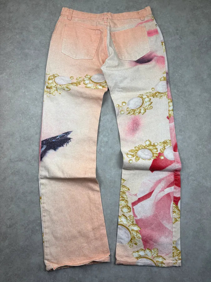 SS2001 Roberto Cavalli Faded Pink Floral Desi Princess Pants IpqOqqV 5