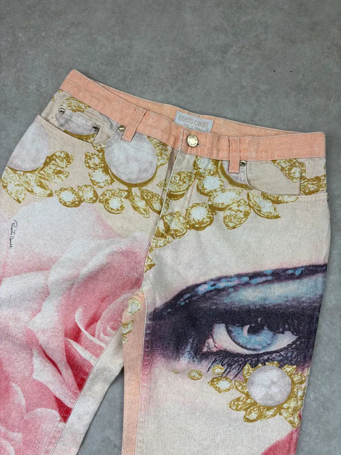 SS2001 Roberto Cavalli Faded Pink Floral Desi Princess Pants IpqOqqV 4