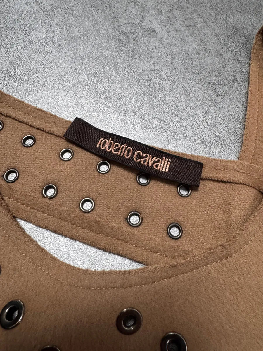 Roberto Cavalli Asymmetrical Studded Beige Dress oIGhIVm 3