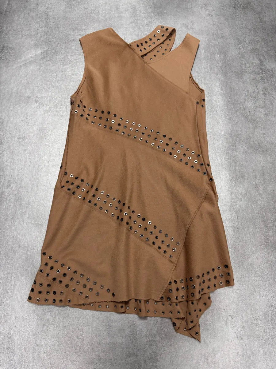 Roberto Cavalli Asymmetrical Studded Beige Dress oIGhIVm 5