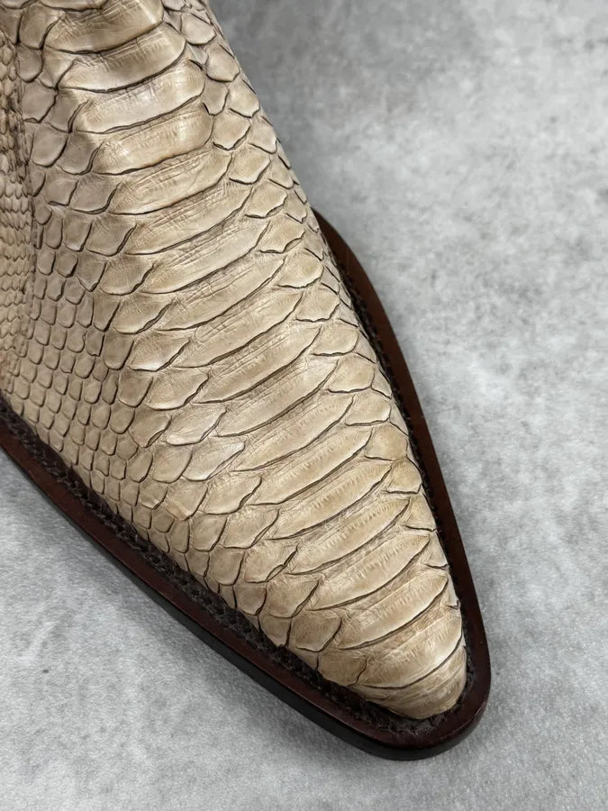 Roberto Cavalli Beige & Orange Python Embroidered Western Boots yIOaIYM 6