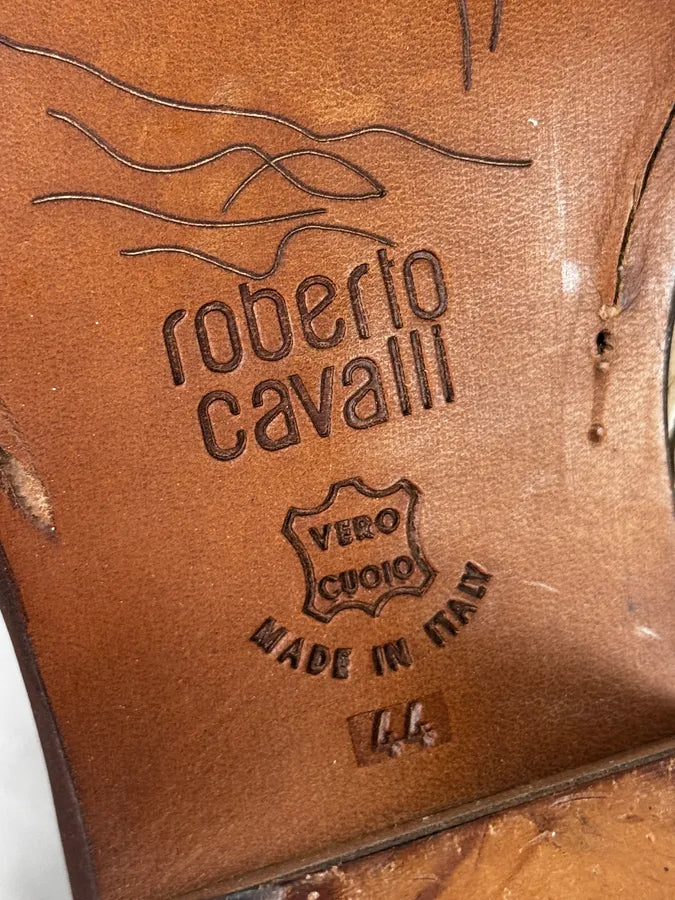 Roberto Cavalli Beige & Orange Python Embroidered Western Boots yIOaIYM 9